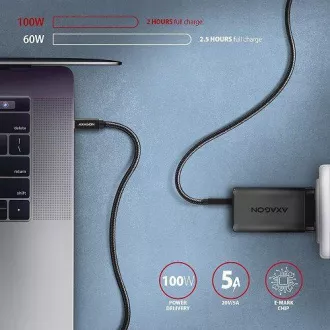 AXAGON BUCM32-CM05AB, SPEED+ kabel USB-C <-> USB-C, 0.5m, USB 20Gbps, PD 100W 5A, 4K HD, ALU, oplet, černý AXAGON BUCM32-CM05AB, SPEED+ kabel USB-C <-> USB-C, 0.5m, USB 20Gbps, PD 100W 5A, 4K HD, ALU, oplet, černý