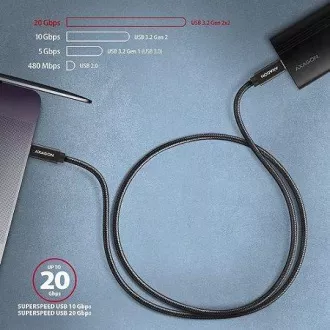 AXAGON BUCM32-CM05AB, SPEED+ kabel USB-C <-> USB-C, 0.5m, USB 20Gbps, PD 100W 5A, 4K HD, ALU, oplet, černý AXAGON BUCM32-CM05AB, SPEED+ kabel USB-C <-> USB-C, 0.5m, USB 20Gbps, PD 100W 5A, 4K HD, ALU, oplet, černý