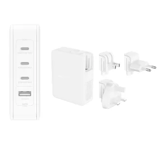 Belkin BOOST CHARGE 140W 4-portová USB-C Power Delivery GaN PPS nástěnná nabíječka + UK, EU, US adaptéry, bílá Belkin BOOST CHARGE 140W 4-portová USB-C Power Delivery GaN PPS nástěnná nabíječka + UK, EU, US adaptéry, bílá