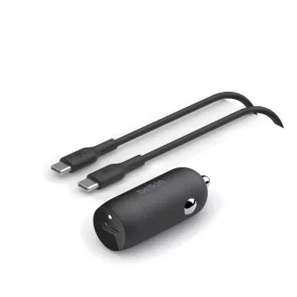 Belkin BOOSTCHARGE 30W USB-C Power Delivery PPS nabíječka do auta + 1m USB-C na USB-C kabel, černá Belkin BOOSTCHARGE 30W USB-C Power Delivery PPS nabíječka do auta + 1m USB-C na USB-C kabel, černá