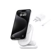 Belkin BOOST CHARGE Qi2 15W 2v1 Magnetický nabíjecí stojan, skládací, bílá