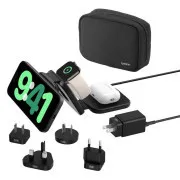 Belkin BOOST CHARGE PRO Qi2 3v1 Bezdrátová skládací cestovní podložka pro iPhone/Apple Watch/AirPods, černá + adaptéry