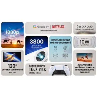 BenQ DLP Projektor TH575i 1920x1080 FHD/3800 ANSI lm/1.49÷1.64/15000:1/HDMI/repro - projektor pro domácí kino a PS5/Xbox