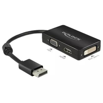Delock Adaptér Displayport 1.1 samec > VGA / HDMI / DVI samice pasivní černý Delock Adaptér Displayport 1.1 samec > VGA / HDMI / DVI samice pasivní černý