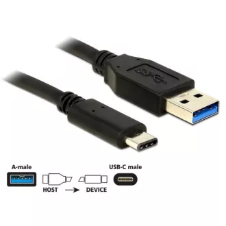 Delock Kabel SuperSpeed USB 10 Gbps (USB 3.1, Gen 2) Typ A samec > USB Type-C samec 0,5 m černý Delock Kabel SuperSpeed USB 10 Gbps (USB 3.1, Gen 2) Typ A samec > USB Type-C samec 0,5 m černý