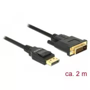 Delock Kabel DisplayPort 1.2 samec > DVI 24+1 samec pasivní 4K 30 Hz 2 m černý