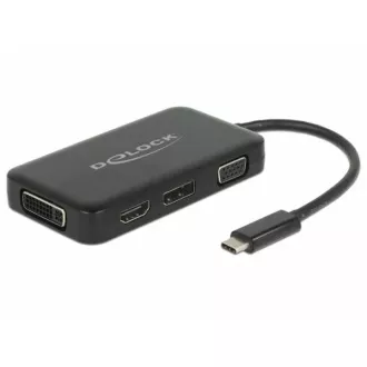 Delock Adaptér USB Type-C Stecker > VGA / HDMI / DVI / DisplayPort samice černý Delock Adaptér USB Type-C Stecker > VGA / HDMI / DVI / DisplayPort samice černý