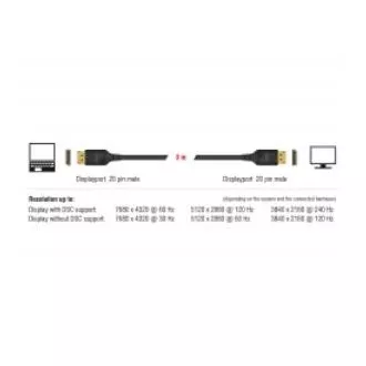 Delock DisplayPort kabel 8K 60 Hz 3 m DP 8K certifikováno