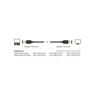 Delock DisplayPort kabel 8K 60 Hz 5 m DP 8K certifikováno