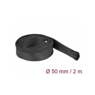 Delock Opletené opláštení se zipovým uzáverem, 2 m x 50 mm, cerné Delock Opletené opláštení se zipovým uzáverem, 2 m x 50 mm, cerné