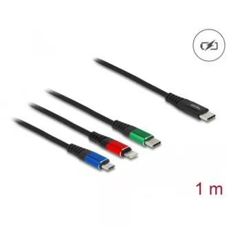 Delock Nabíjecí kabel USB 3 v 1 USB Type-C na Lightning / Micro USB / USB Type-C, 1 m