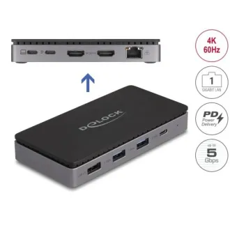Delock Dokovací stanice USB Type-C 4K - duální HDMI MST / USB / Gibabit LAN / PD 3.0 85 W