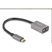 Delock Externí zvuková karta USB Type-C s audio adaptérem Plug & Play, 2 x 3,5 mm stereo jack
