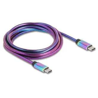 Delock Kabel USB 2.0 ze zástrčky USB Type-C na zástrčku, s duhovým kovovým pláštěm, PD 3.0, 60 W, 2 m Delock Kabel USB 2.0 ze zástrčky USB Type-C na zástrčku, s duhovým kovovým pláštěm, PD 3.0, 60 W, 2 m