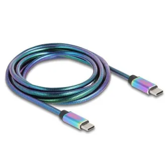 Delock Kabel USB 2.0 ze zástrčky USB Type-C na zástrčku, s duhovým kovovým pláštěm, PD 3.0, 60 W, 2 m Delock Kabel USB 2.0 ze zástrčky USB Type-C na zástrčku, s duhovým kovovým pláštěm, PD 3.0, 60 W, 2 m