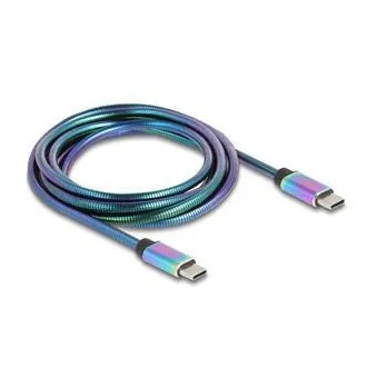 Delock Kabel USB 2.0 ze zástrčky USB Type-C na zástrčku, s duhovým kovovým pláštěm, PD 3.0, 60 W, 2 m Delock Kabel USB 2.0 ze zástrčky USB Type-C na zástrčku, s duhovým kovovým pláštěm, PD 3.0, 60 W, 2 m