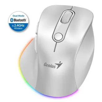 Genius Ergo 9000S Pro Myš, bezdrátová, optická, 2400DPI, 6 tlačítek, BT, 2,4GHz, USB-C nabíjení, tichá, 7barevné podsvícení, bílá Genius Ergo 9000S Pro Myš, bezdrátová, optická, 2400DPI, 6 tlačítek, BT, 2,4GHz, USB-C nabíjení, tichá, 7barevné podsvícení, bílá
