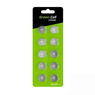 Green Cell Blister 10x Lithium Battery CR2025 3V 160mAh Button Green Cell Blister 10x Lithium Battery CR2025 3V 160mAh Button