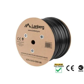 LANBERG LAN KABEL CAT.6 FTP 305M PEVNÝ VENKOVNÍ CU ČERNÝ FLUKE PŘEDÁN LANBERG LAN KABEL CAT.6 FTP 305M PEVNÝ VENKOVNÍ CU ČERNÝ FLUKE PŘEDÁN