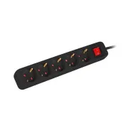 LANBERG NAPÁJECÍ LIŠTA 3M 5X SCHUKO ZÁSUVKY S VYPÍNAČEM KVALITNÍ MĚDĚNÝ KABEL ČERNÝ