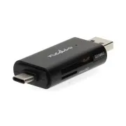 Nedis CRDRU2110BK - Čtečka Paměťových Karet | Duální čtečka karet USB-C / USB-A (USB2.0)