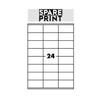 SPARE PRINT PREMIUM Samolepicí etikety bílé, 100 archů A4 v krabici (1arch/24x etiketa 70x36mm)