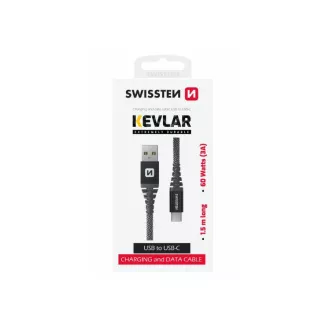 SWISSTEN DATOVÝ KABEL KEVLAR USB / USB-C 1,5 M ANTRACIT SWISSTEN DATOVÝ KABEL KEVLAR USB / USB-C 1,5 M ANTRACIT