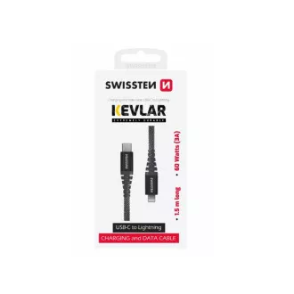 SWISSTEN DATOVÝ KABEL KEVLAR USB-C / LIGHTNING 1,5 M ANTRACIT SWISSTEN DATOVÝ KABEL KEVLAR USB-C / LIGHTNING 1,5 M ANTRACIT