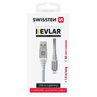SWISSTEN DATOVÝ KABEL KEVLAR USB / LIGHTNING 1,5 M BÍLÝ SWISSTEN DATOVÝ KABEL KEVLAR USB / LIGHTNING 1,5 M BÍLÝ