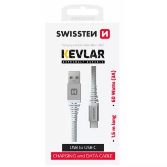 SWISSTEN DATOVÝ KABEL KEVLAR USB / USB-C 1,5 M BÍLÝ SWISSTEN DATOVÝ KABEL KEVLAR USB / USB-C 1,5 M BÍLÝ