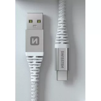 SWISSTEN DATOVÝ KABEL KEVLAR USB / USB-C 1,5 M BÍLÝ SWISSTEN DATOVÝ KABEL KEVLAR USB / USB-C 1,5 M BÍLÝ