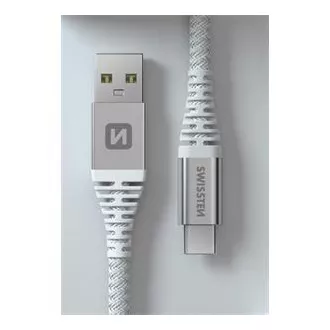 SWISSTEN DATOVÝ KABEL KEVLAR USB / USB-C 1,5 M BÍLÝ SWISSTEN DATOVÝ KABEL KEVLAR USB / USB-C 1,5 M BÍLÝ