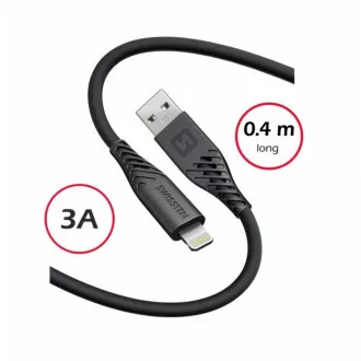 SWISSTEN DATOVÝ KABEL SOFT SILICONE USB-A / LIGHTNING 0,4 M ČERNÝ