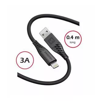 SWISSTEN DATOVÝ KABEL SOFT SILICONE USB-A / LIGHTNING 0,4 M ČERNÝ