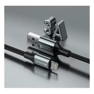 SWISSTEN DATOVÝ KABEL TEXTILE II USB / LIGHTNING 1,5 M ČERNÝ SWISSTEN DATOVÝ KABEL TEXTILE II USB / LIGHTNING 1,5 M ČERNÝ