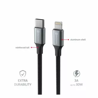 SWISSTEN DATOVÝ KABEL TEXTILE II USB-C / LIGHTNING 1,5 M ČERNÝ SWISSTEN DATOVÝ KABEL TEXTILE II USB-C / LIGHTNING 1,5 M ČERNÝ
