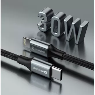 SWISSTEN DATOVÝ KABEL TEXTILE II USB-C / LIGHTNING 1,5 M ČERNÝ SWISSTEN DATOVÝ KABEL TEXTILE II USB-C / LIGHTNING 1,5 M ČERNÝ