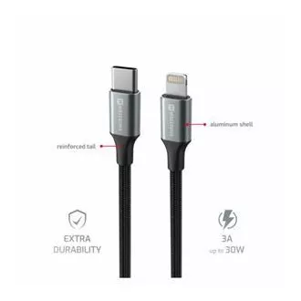 SWISSTEN DATOVÝ KABEL TEXTILE II USB-C / LIGHTNING 1,5 M ČERNÝ SWISSTEN DATOVÝ KABEL TEXTILE II USB-C / LIGHTNING 1,5 M ČERNÝ