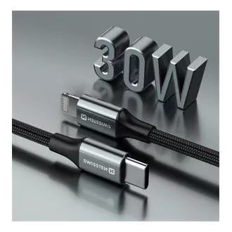 SWISSTEN DATOVÝ KABEL TEXTILE II USB-C / LIGHTNING 1,5 M ČERNÝ SWISSTEN DATOVÝ KABEL TEXTILE II USB-C / LIGHTNING 1,5 M ČERNÝ