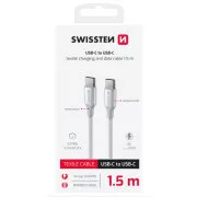 SWISSTEN DATOVÝ KABEL TEXTILE II USB-C / USB-C 1,5 M BÍLÝ