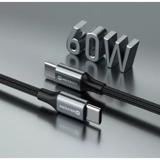 SWISSTEN DATOVÝ KABEL TEXTILE II USB-C / USB-C 1,5 M ČERNÝ SWISSTEN DATOVÝ KABEL TEXTILE II USB-C / USB-C 1,5 M ČERNÝ