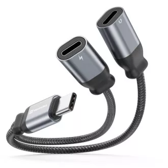 SWISSTEN NABÍJECÍ AUDIO ADAPTÉR TEXTILE USB-C (samec) / 2x USB-C (samice) 0,12 M ČERNÝ SWISSTEN NABÍJECÍ AUDIO ADAPTÉR TEXTILE USB-C (samec) / 2x USB-C (samice) 0,12 M ČERNÝ