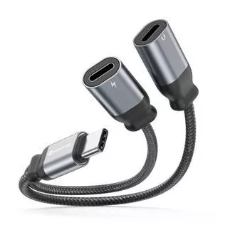 SWISSTEN NABÍJECÍ AUDIO ADAPTÉR TEXTILE USB-C (samec) / 2x USB-C (samice) 0,12 M ČERNÝ SWISSTEN NABÍJECÍ AUDIO ADAPTÉR TEXTILE USB-C (samec) / 2x USB-C (samice) 0,12 M ČERNÝ