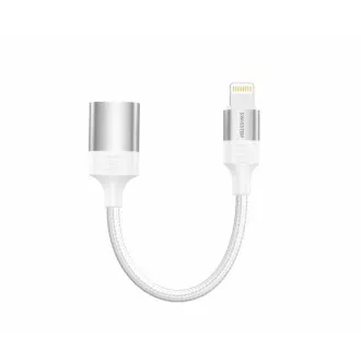 SWISSTEN OTG ADAPTÉR TEXTILE LIGHTNING (samec) / USB-A (samice) 0,12 M BÍLÝ