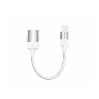 SWISSTEN OTG ADAPTÉR TEXTILE LIGHTNING (samec) / USB-A (samice) 0,12 M BÍLÝ