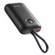 SWISSTEN POWER BANK VOLTBOX 35W 10000 mAh S INTEGROVANÝMI KABELY USB-C A LIGHTNING ČERNÁ