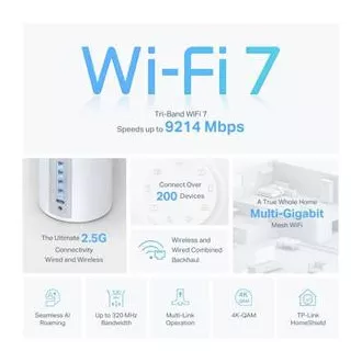 TP-Link Deco BE65(2-pack) BE9300 Třípásmový systém Mesh WiFi 7 pro celou domácnost, 4x 2.5GLAN, USB, 2,4/5/6GHz, HomeShield TP-Link Deco BE65(2-pack) BE9300 Třípásmový systém Mesh WiFi 7 pro celou domácnost, 4x 2.5GLAN, USB, 2,4/5/6GHz, HomeShield