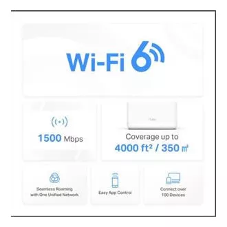 TP-Link WiFi router Mercusys Halo H60X(2-pack) WiFi 6, AX1500, 3x GLAN2,4/5 GHz
