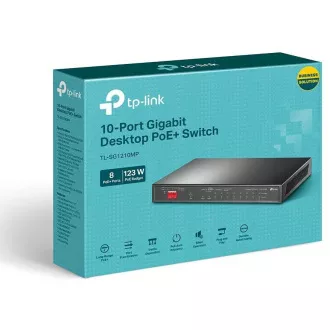 TP-Link TL-SG1210MP Gigabitový Switch 8xGLAN 2xGLAN Uplink 1xSFP PoE+ 123W