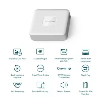 TP-LINK Záznamové zařízení VIGI NVR1104H-4P 4 kanálů, 4x Lan s PoE, 2x USB TP-LINK Záznamové zařízení VIGI NVR1104H-4P 4 kanálů, 4x Lan s PoE, 2x USB